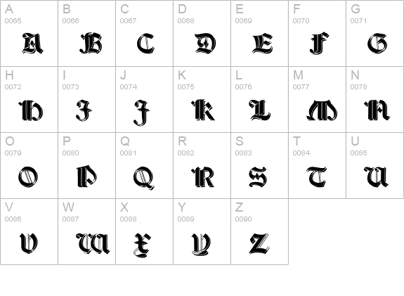 Salterio Shadow uppercase A-Z preview