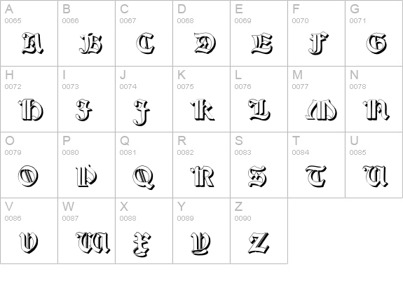 Salterio Three uppercase A-Z preview