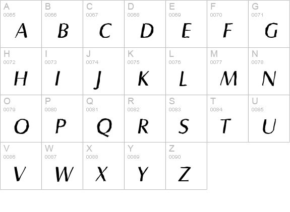 SalzburgAntique-Italic uppercase A-Z preview