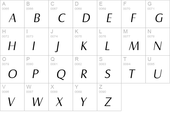SalzburgSerial-Light-Italic uppercase A-Z preview