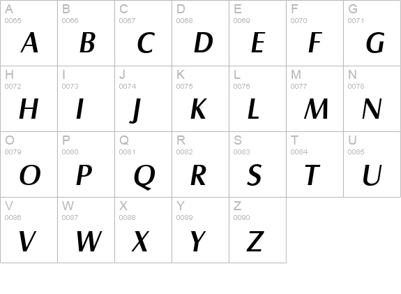 SalzburgSerial-Medium-Italic uppercase A-Z preview