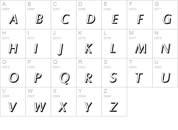 SalzburgShadow-Italic uppercase A-Z preview