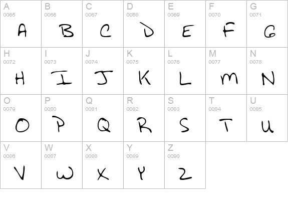 SammysHand Regular uppercase A-Z preview