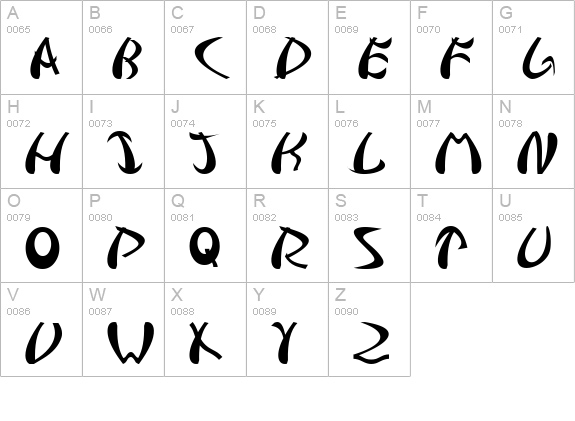 Samurai uppercase A-Z preview
