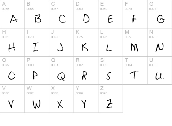 SandysHand Regular uppercase A-Z preview