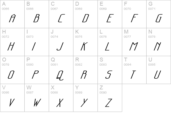 Sanity Wide Italic uppercase A-Z preview