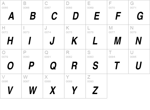 Sans-PS-Cd-BoldItalic uppercase A-Z preview