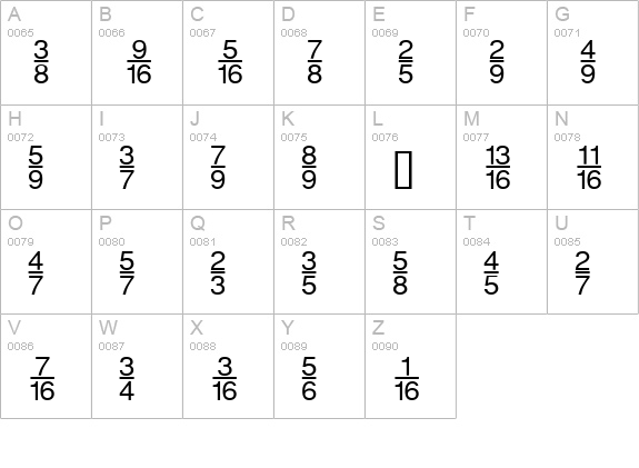SansFractions uppercase A-Z preview