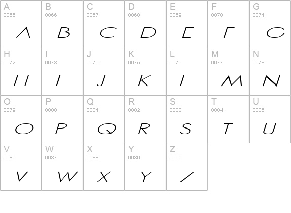 SansSerif Italic uppercase A-Z preview