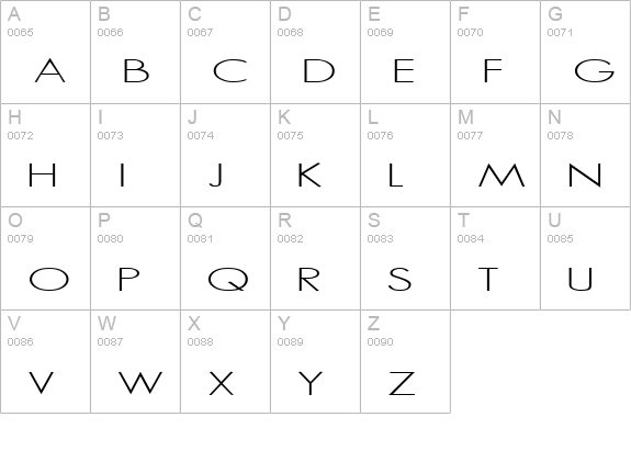 SansSerif Regular uppercase A-Z preview