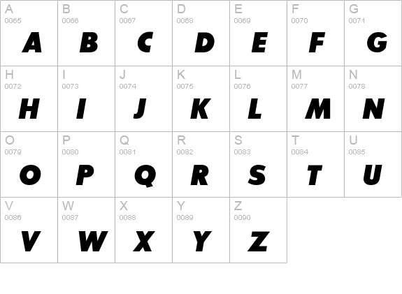 SansSerifExbFLF-Italic uppercase A-Z preview