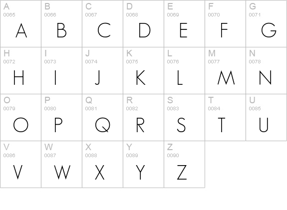 SansSerifFLF uppercase A-Z preview