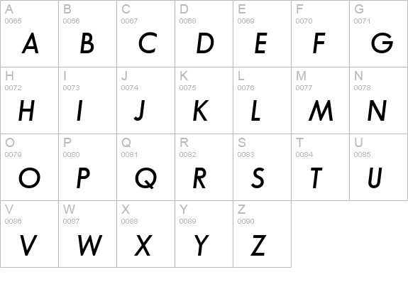 SansSerifFLF-DemiItalic uppercase A-Z preview