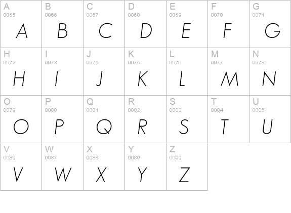 SansSerifFLF-Italic uppercase A-Z preview