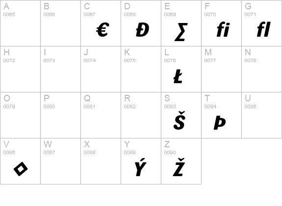 Sari-ExtraBoldItalicExp uppercase A-Z preview