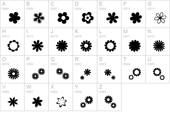 saru's Flower Ding (sRB) uppercase A-Z preview