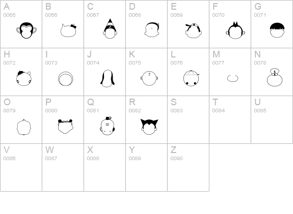 Saru-Charactor uppercase A-Z preview