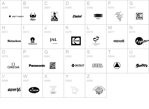 Saru-TradeMarks uppercase A-Z preview