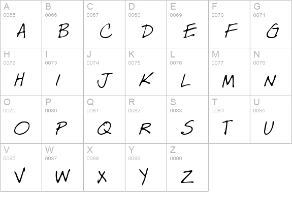 SashasHand Regular uppercase A-Z preview