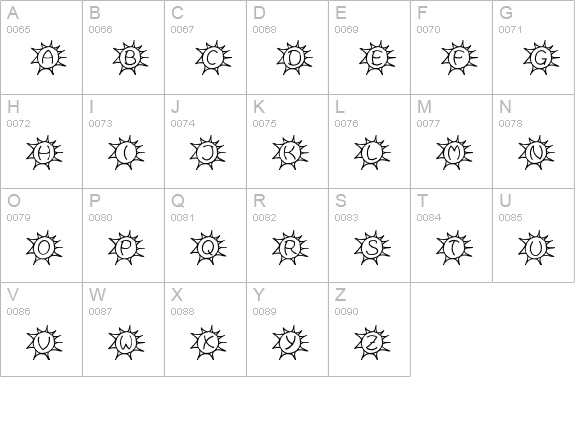 Sassys Sonne uppercase A-Z preview