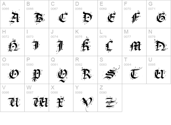 Satanas Humanum Salvator uppercase A-Z preview