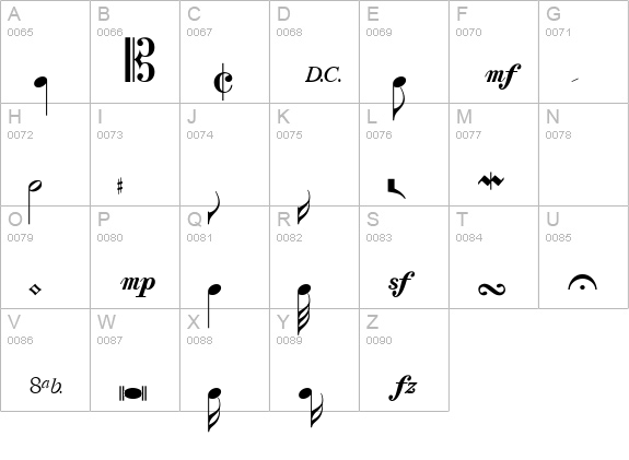 Sax n' Violins SSi uppercase A-Z preview