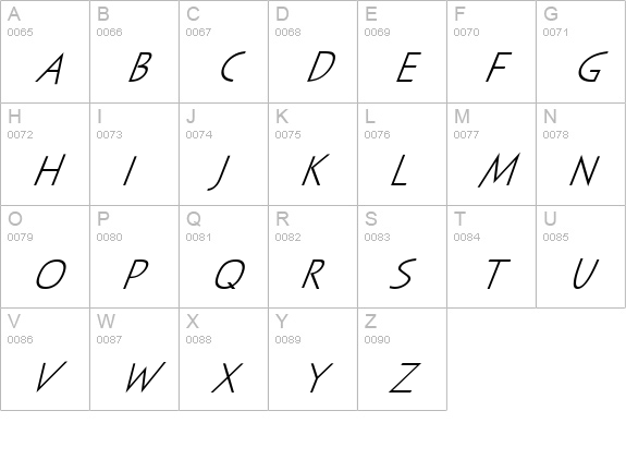 SayerSpiritual MN Italic uppercase A-Z preview