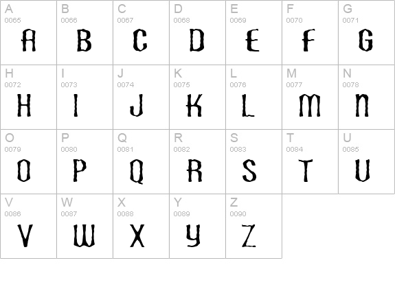 Scaberous uppercase A-Z preview
