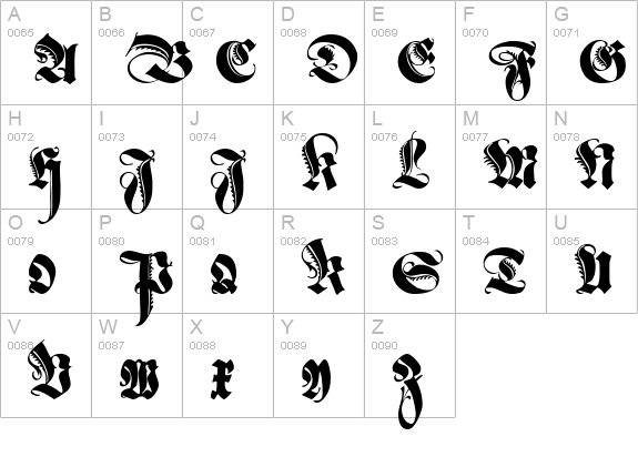 Schmale Anzeigenschrift Zier uppercase A-Z preview