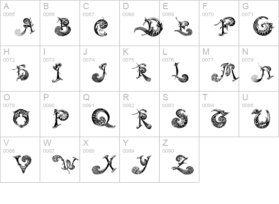 SchnoerkelCaps uppercase A-Z preview