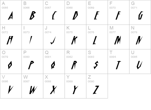 Schrill AOE Oblique uppercase A-Z preview