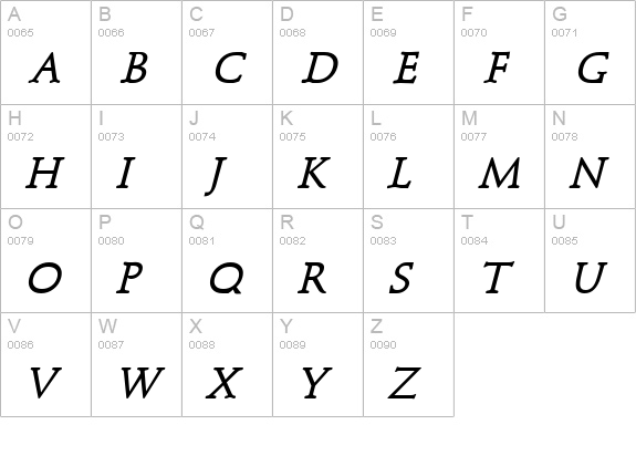 Schroeder Bold Italic uppercase A-Z preview