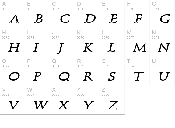 Schroeder Wide Bold Italic uppercase A-Z preview