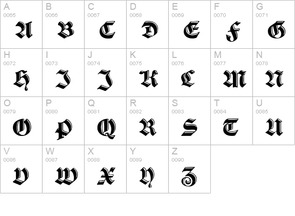 SchwabachDeko uppercase A-Z preview