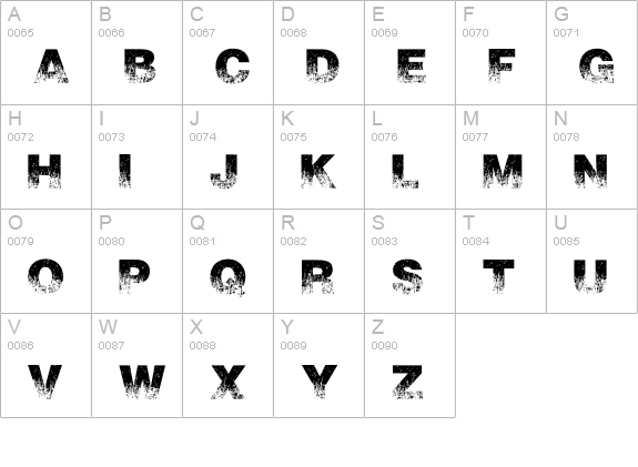 Scorched Earth uppercase A-Z preview