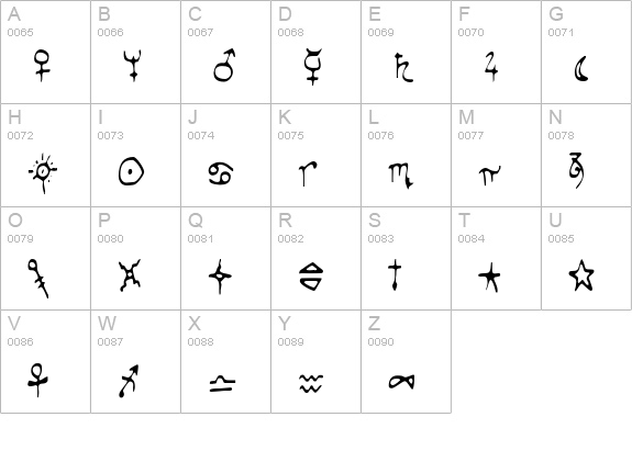 ScorpioDingbats uppercase A-Z preview
