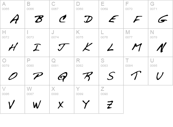 ScottsHand Regular uppercase A-Z preview