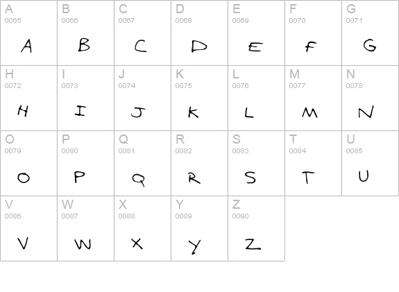 Scrawl uppercase A-Z preview