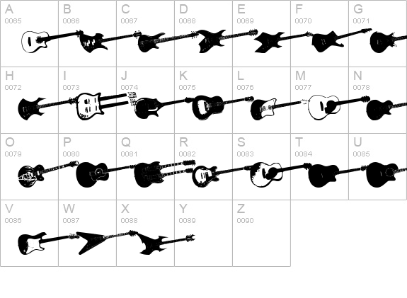Screaming Guitar uppercase A-Z preview