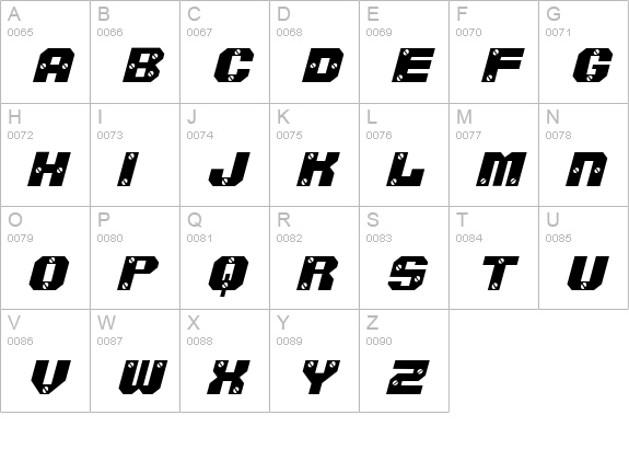 Screwed AOE Oblique uppercase A-Z preview