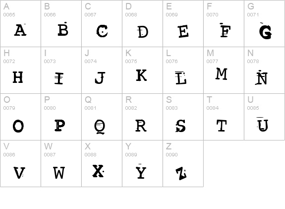 Screwed Up Typewriter uppercase A-Z preview