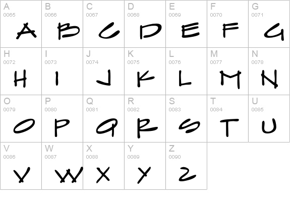 Scribble2 uppercase A-Z preview