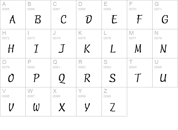 Script-Normal-I uppercase A-Z preview