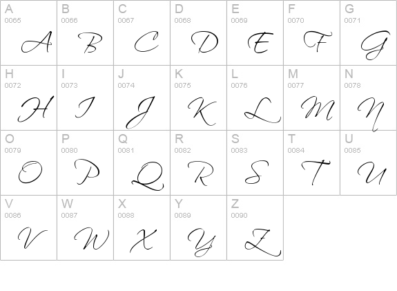 Scriptina uppercase A-Z preview