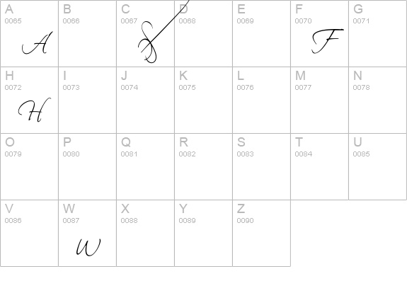 Scriptina - Alternates uppercase A-Z preview