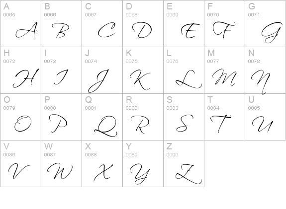 Scriptina Pro uppercase A-Z preview