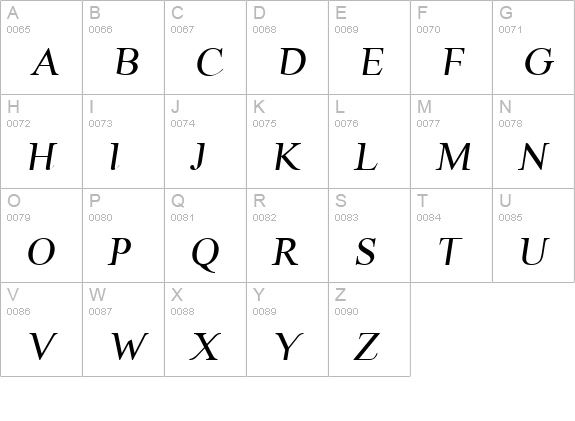 Scrypticali Italic uppercase A-Z preview