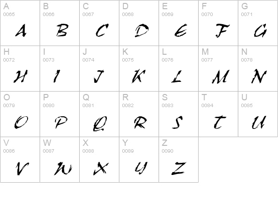 Sctratch Italic uppercase A-Z preview