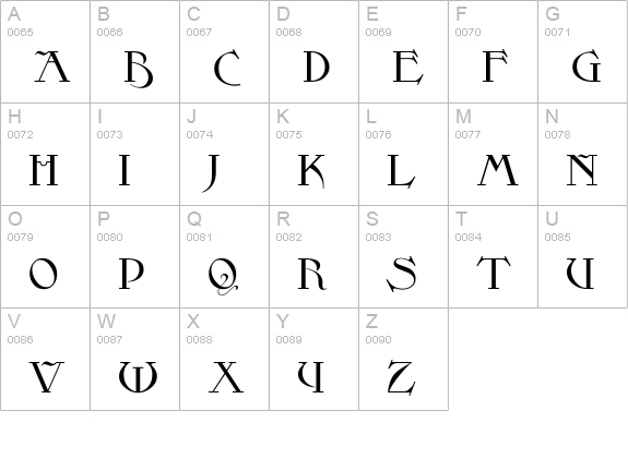 Scythe uppercase A-Z preview