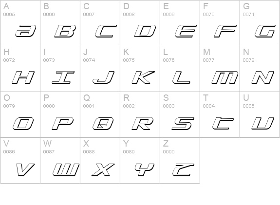SDF 3D Italic uppercase A-Z preview